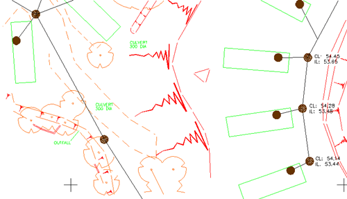 Survey map showing sewerage pipework